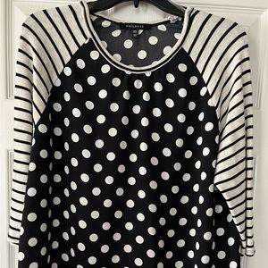 Polkadot and striped sleeves, Size XL, Black & cream colors
